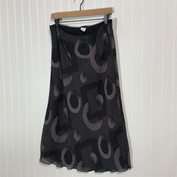 JBX Exclusive Plus Size 2X Black Geometric Dot Mesh Slip Skirt Y2K Sheer Midi - Picture 1 of 6